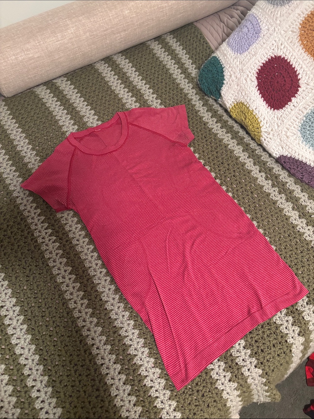 lululemon athletica Pink/maroon Striped Short Sleeve Tee